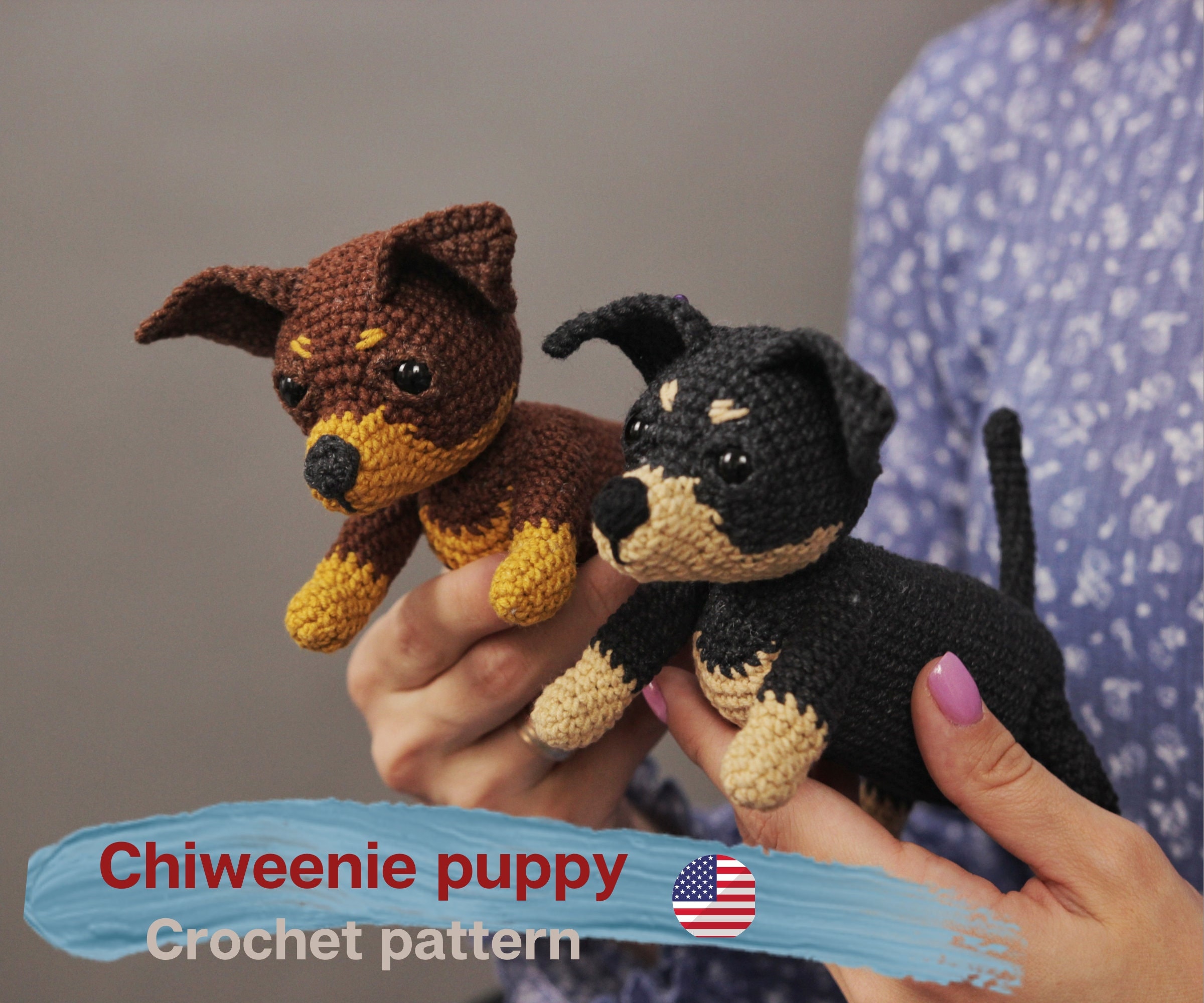 Realistic Chihuahua dog toy crochet 10 inches hign/