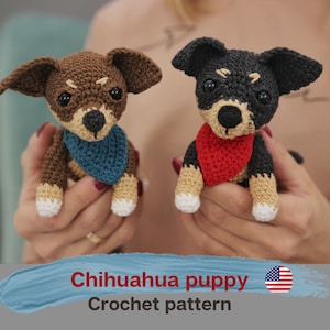 Chihuahua Crochet dog pattern,  Amigurumi dog pattern, digital file