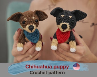 Chihuahua Crochet dog pattern,  Amigurumi dog pattern, digital file