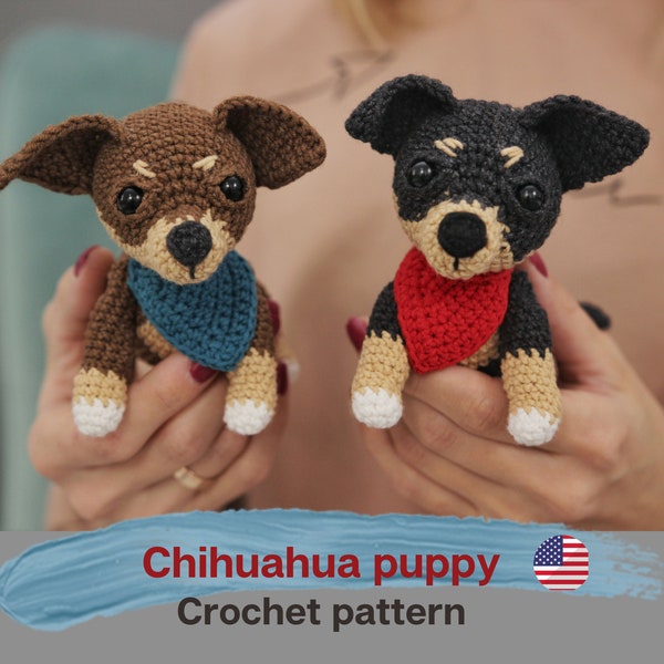 Patrón perro Chihuahua crochet, patrón perro Amigurumi, archivo digital