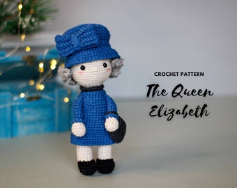 The Queen Elizabeth Crochet pattern, amigurumi queen pattern, amigurumi doll PdF tutorial in English