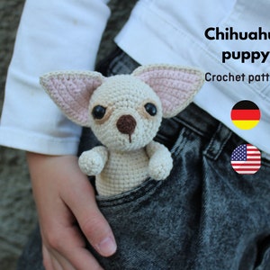Crochet Chihuahua Dog pattern, Amigurumi dog pattern, realistic dog Chihuahua puppy