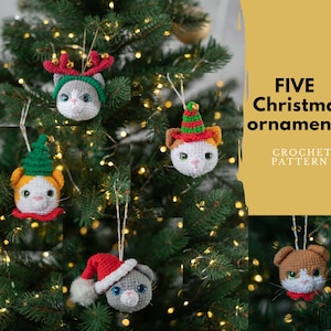 Christmas ornament crochet pattern, amigurumi Christmas tree decorations,  Christmas baubles Amigurumi pattern, christmas ornament