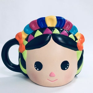 Mexican doll Maria Mexican coffee mug giant cup muñeca lele  muñeca Frida Kalho gift Mexican decor gift ideas Christmas gift