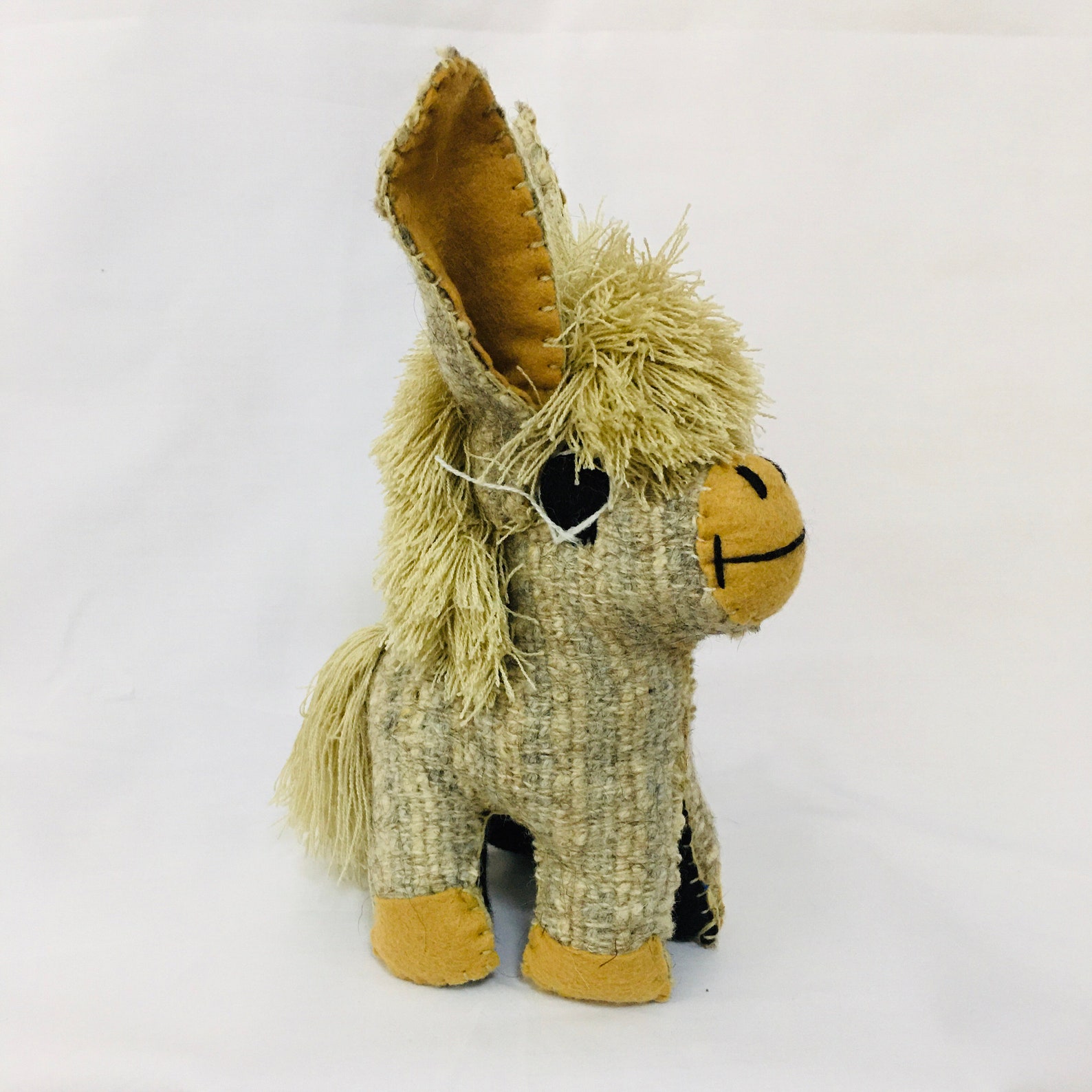 Cute stuffed donkey Mexican folkart wool donkey handmade Etsy