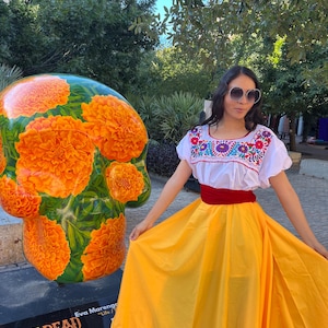 Adult set yellow skirt Mexican dress fiesta gift for her