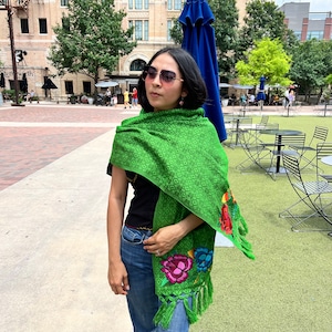 Mexican Rebozo beautiful shawl wraps with flowered embroidery