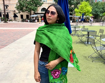 Mexican Rebozo beautiful shawl wraps with flowered embroidery