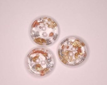 Large Mix Metal Pan Resin Buttons set of 3 25mm x 3mm