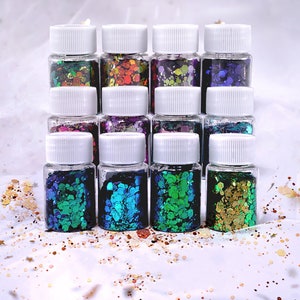 12 Colors Glitter Powder, Shiny Glitter, Silicone Mold Filler, Laser Magic Color Glitter, Nail Art Resin Art, DIY Project