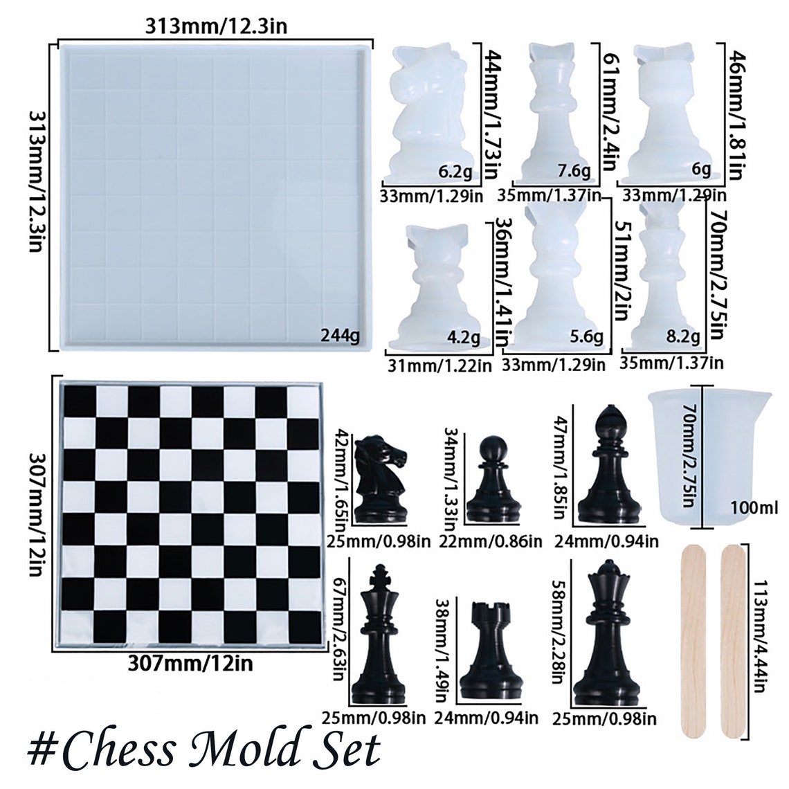 Chess Mold Chess Piece Resin Mold International Chess Etsy