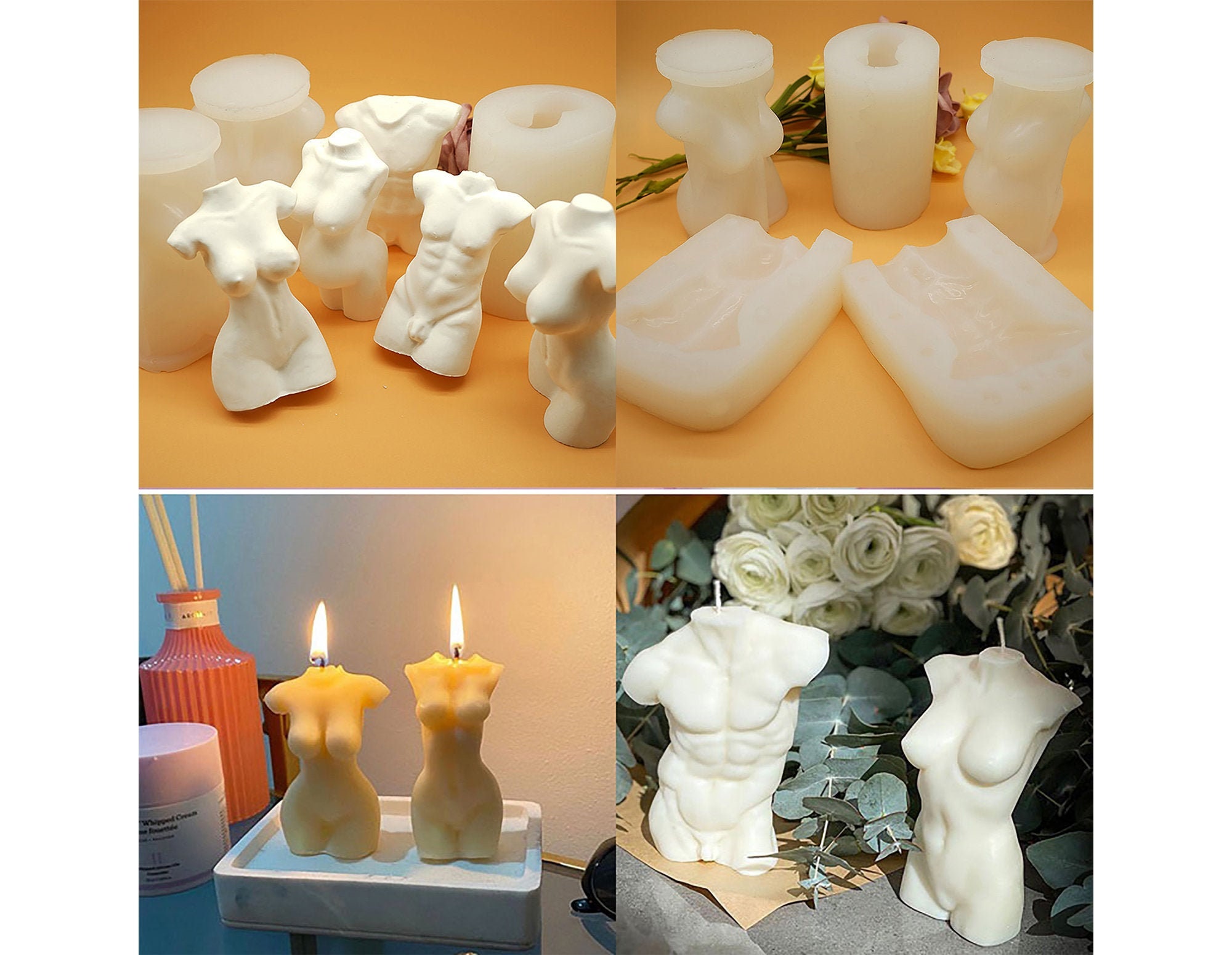 LOVE Torso Slcone Molds Female Male Body Molds Candle Mold Naked