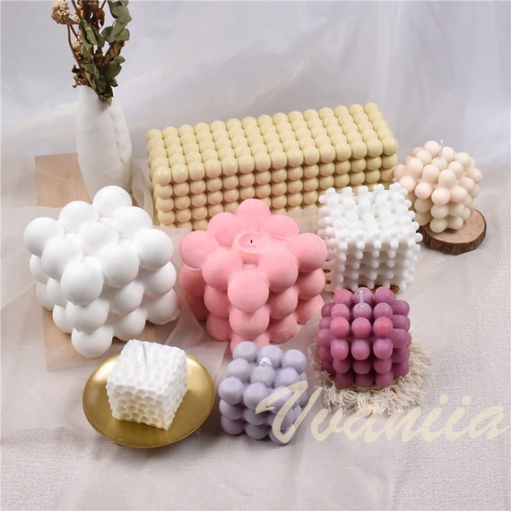 DIY Large Unique Cylindrical Cube Ball Soy Candle Mould Silicone Giant  Bubble Cube Candle Mold