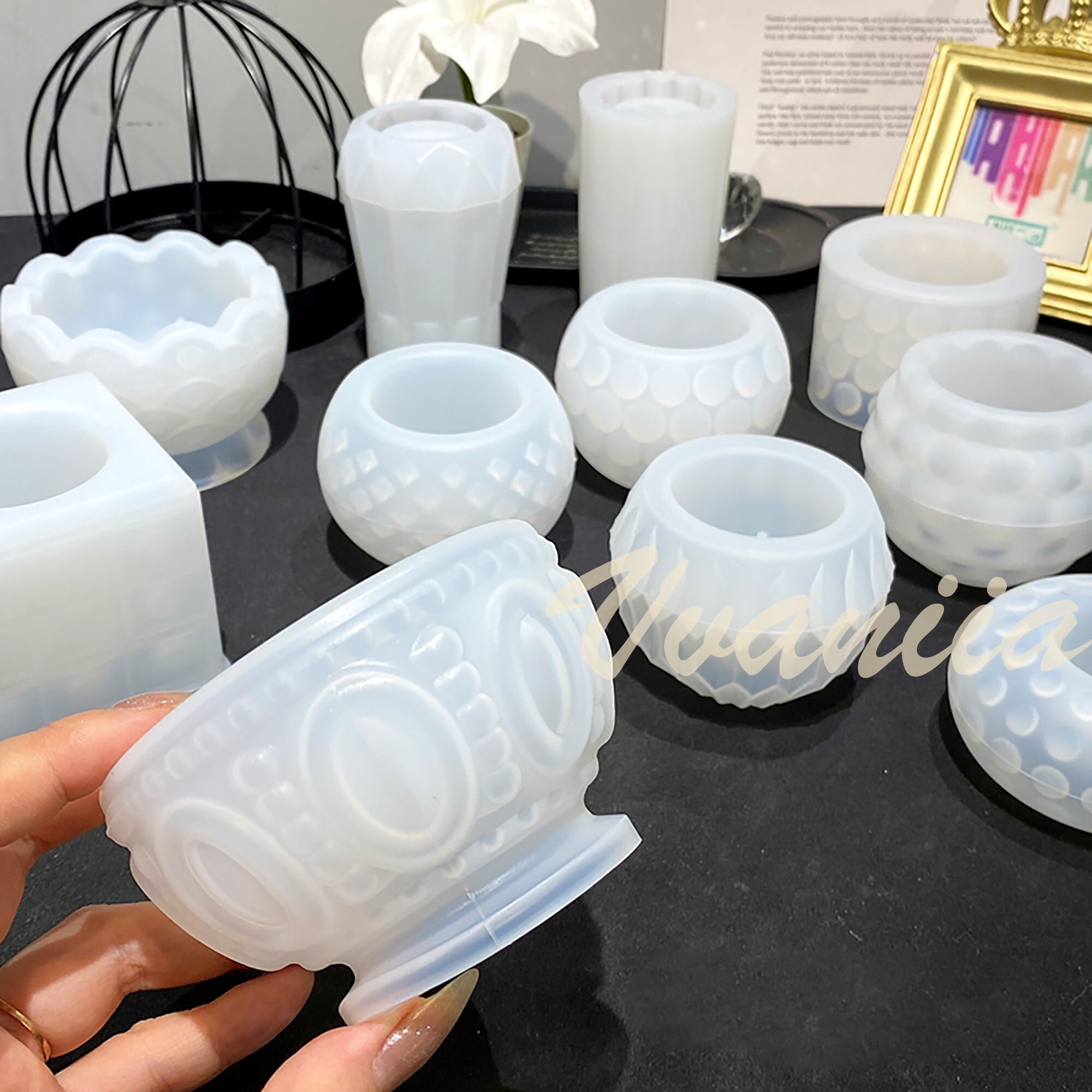 Candle Holder Mold Tealight Holder Resin Mold Polka Dot Etsy