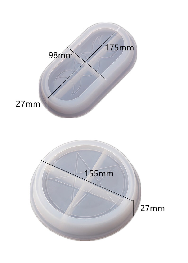 Tray Mold with Moon Star Pattern Jewelry Trinket Holder Mold Round Dish Mold DIY Home Decor Oval Dish Mold Oval Round Tray Resin Mold