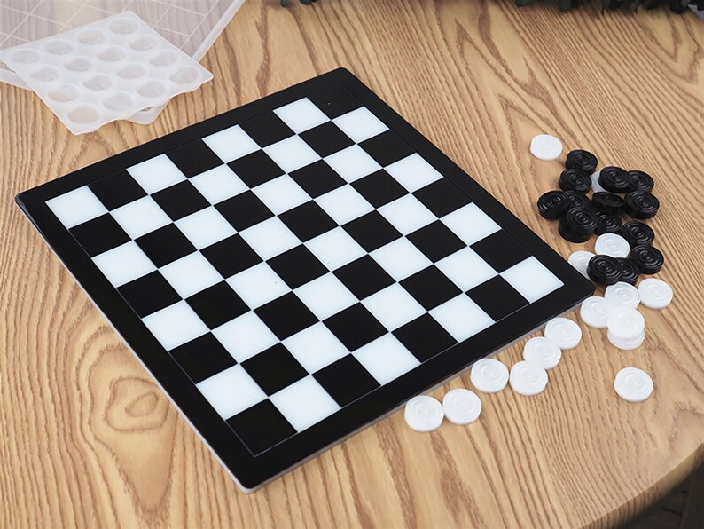 Checkers Resin Mold Checkers Chess Board Mold Chess Mold Etsy
