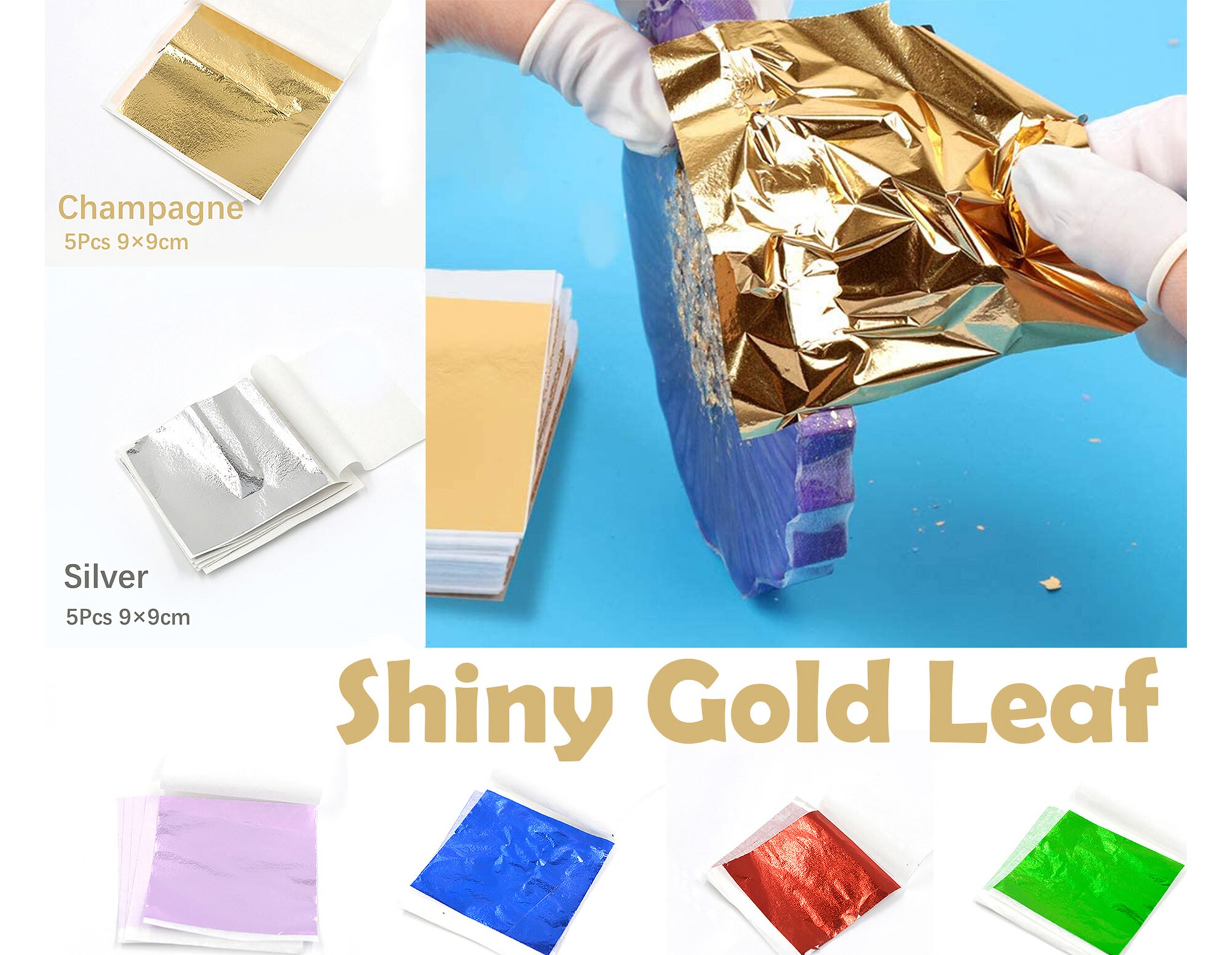 5 Sheet Shiny Gold Leaf Gold Foil Leaf Paper for Resin Etsy