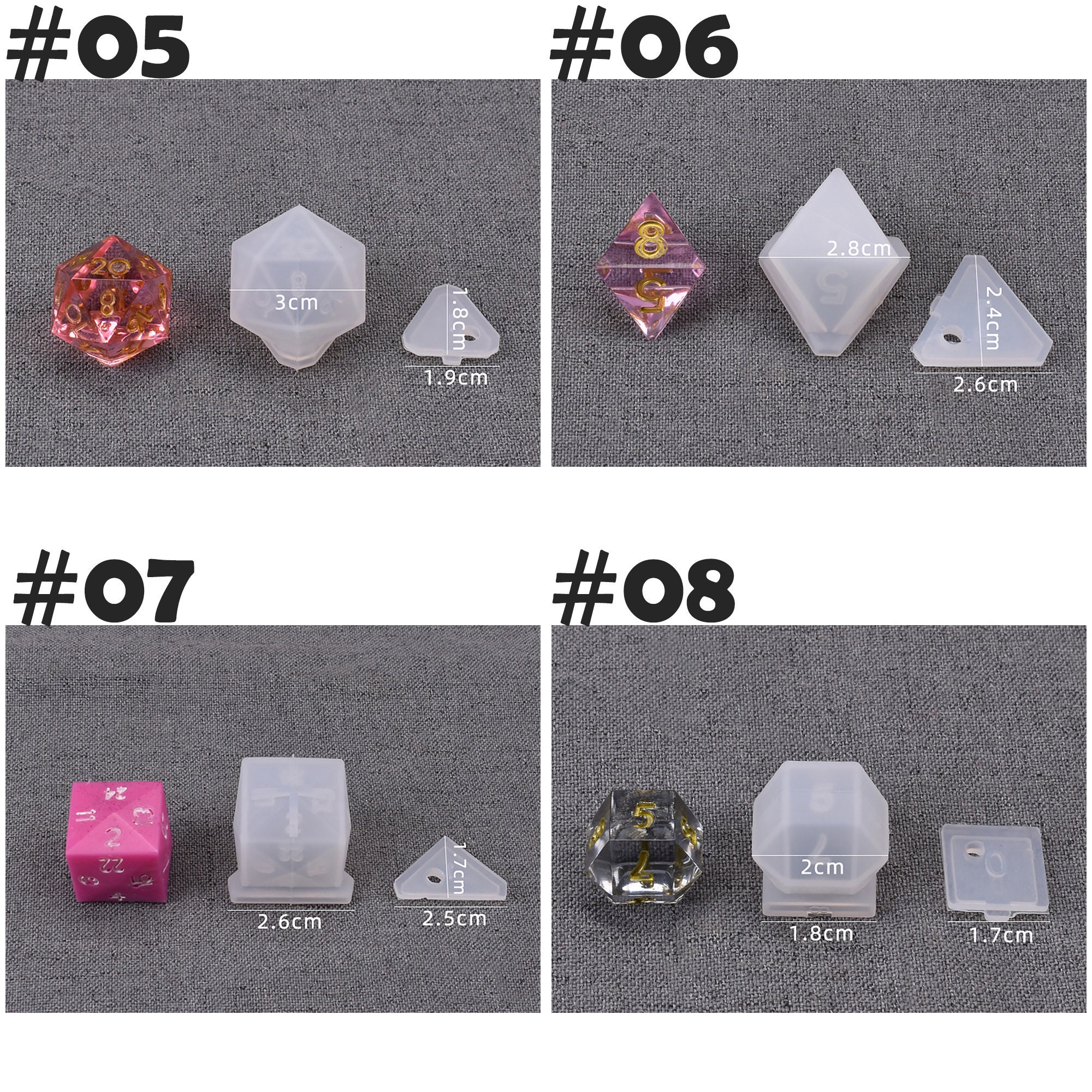 Dice Resin Mold, Polyhedral Game Dice Molds, Multi-Faceted Dice