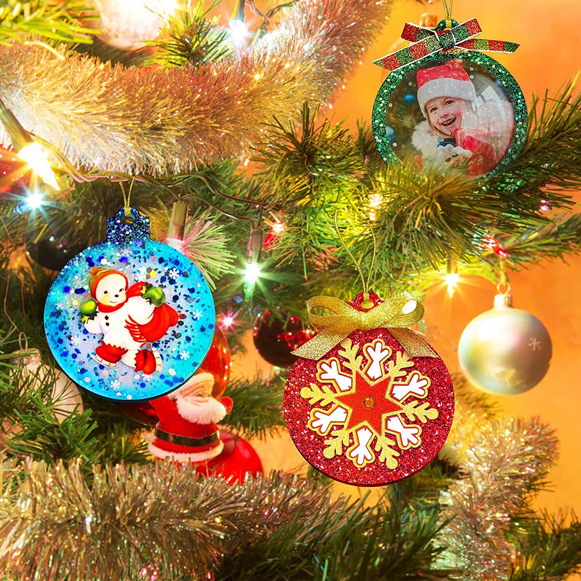 GENEMA Keychain Molds Christmas Theme Shape for Ornament Pendant Casting  Resin DIY Mold 