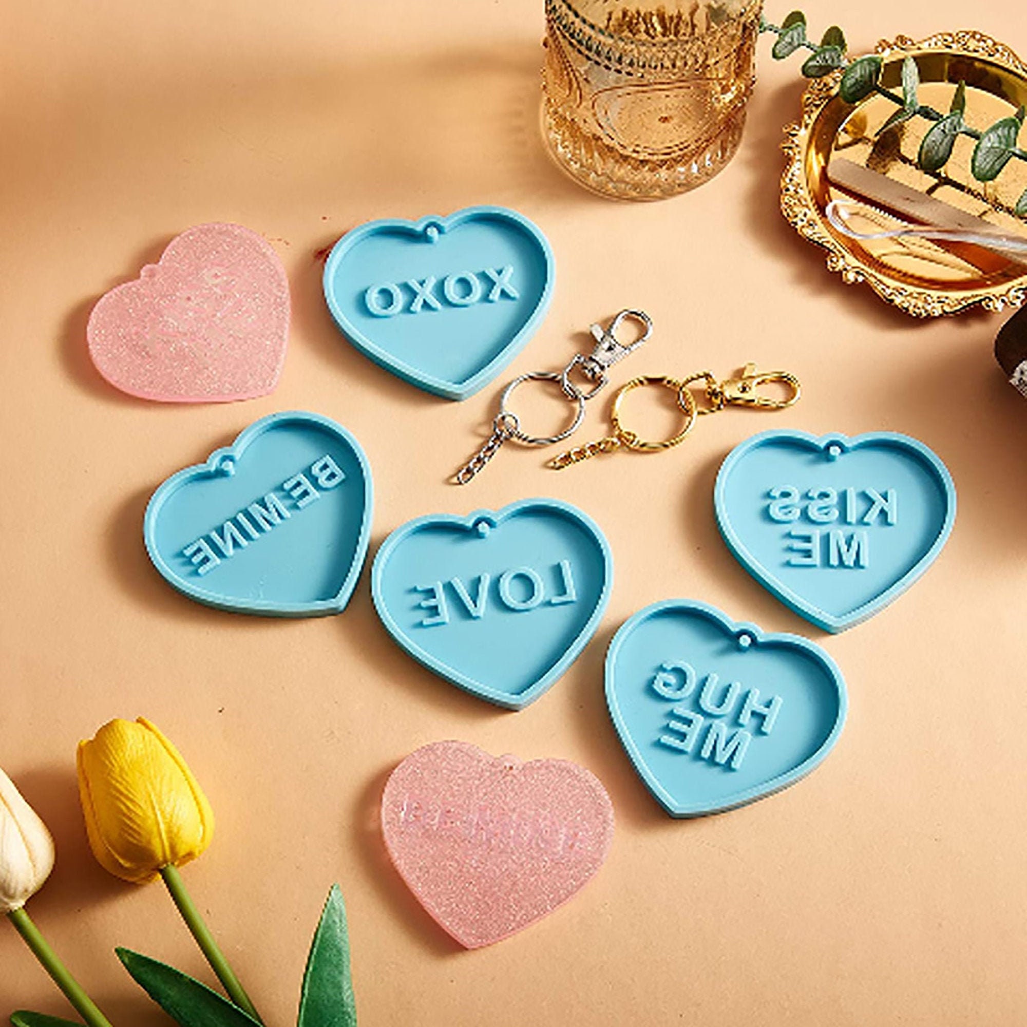 Keychain Mold Heart Keychain Resin Mold Heart Pendant Etsy