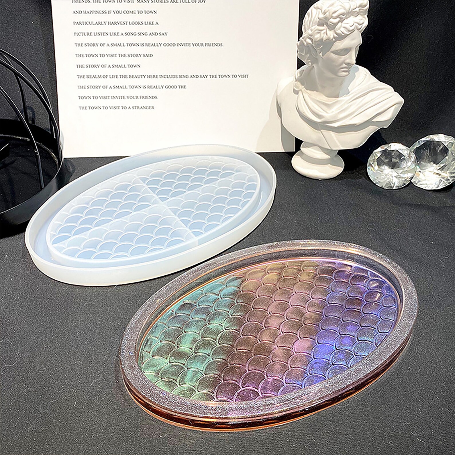 Oval Tray Resin Mold Rolling Tray Mold Fish Scales Effect Etsy
