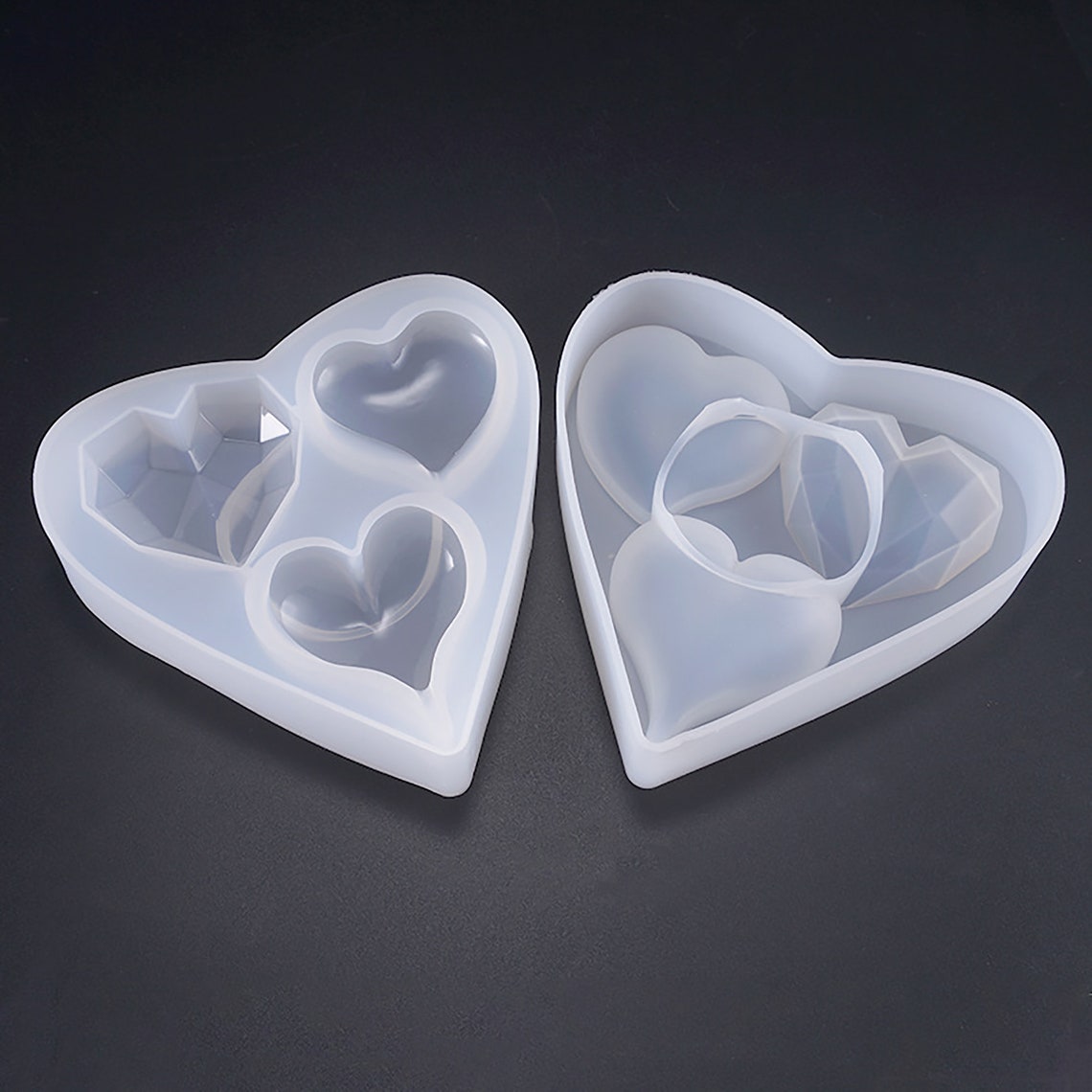 Heart Shape Resin Mold 3 Styles Heart Resin Silicone Mold Etsy