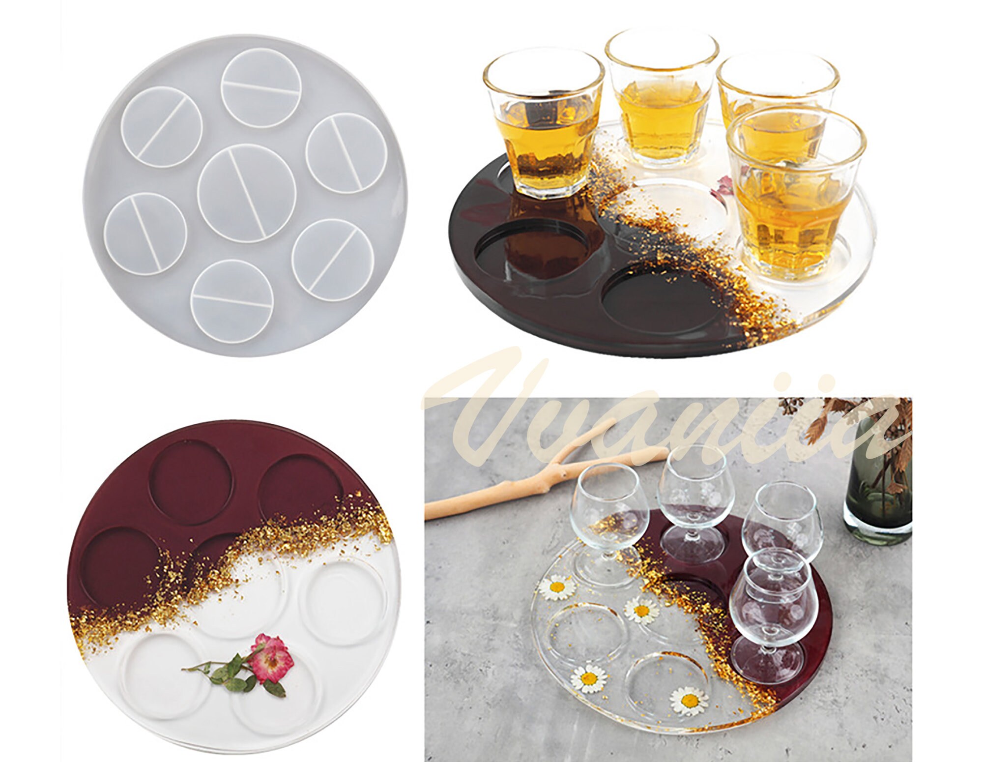 Wine Glass Tray Mold Round Serving Tray Mold Beverage Tray Etsy
