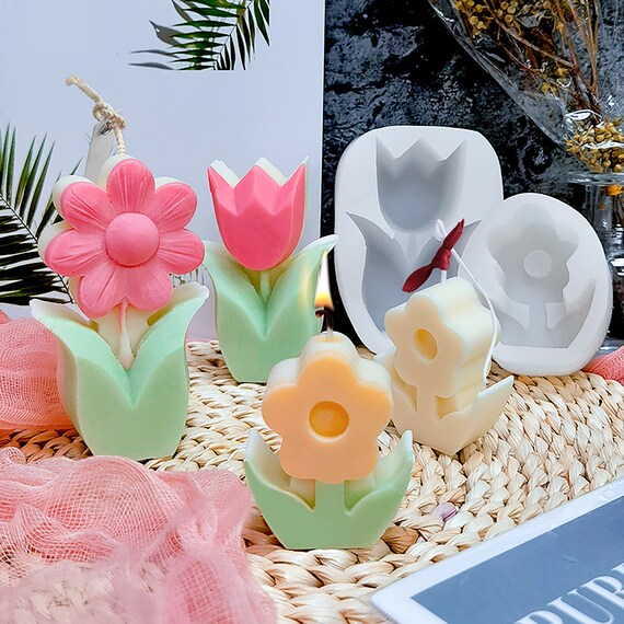 Flower Candle Mold, Tulips Candle Mold, Geometric Candle Mold, Silicone  Mold for Candle Making, Candle Making Mold, Scented Candle DIY 