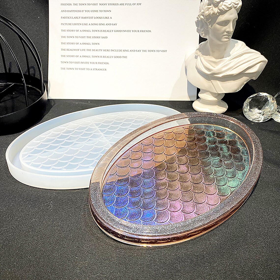 Oval Tray Resin Mold Rolling Tray Mold Fish Scales Effect Etsy