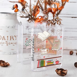 Vase acrylique personnalisé en forme de livre, cadeau idéal pour les amateurs de lecture et les lecteurs, support de fleurs unique en forme de livre, cadeaux pour enseignants, cadeaux pour bibliothécaires