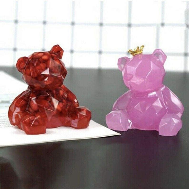 Geometric Bear Resin Mold 3D Teddy Bear Silicone Mold DIY Etsy