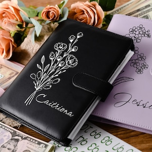 Anpassbares 100 Envelope Challenge Notebook, Geld sparender Organizer mit Budgetplaner, personalisiertes Sparing Challenge Journal, Hochzeitsgeschenk