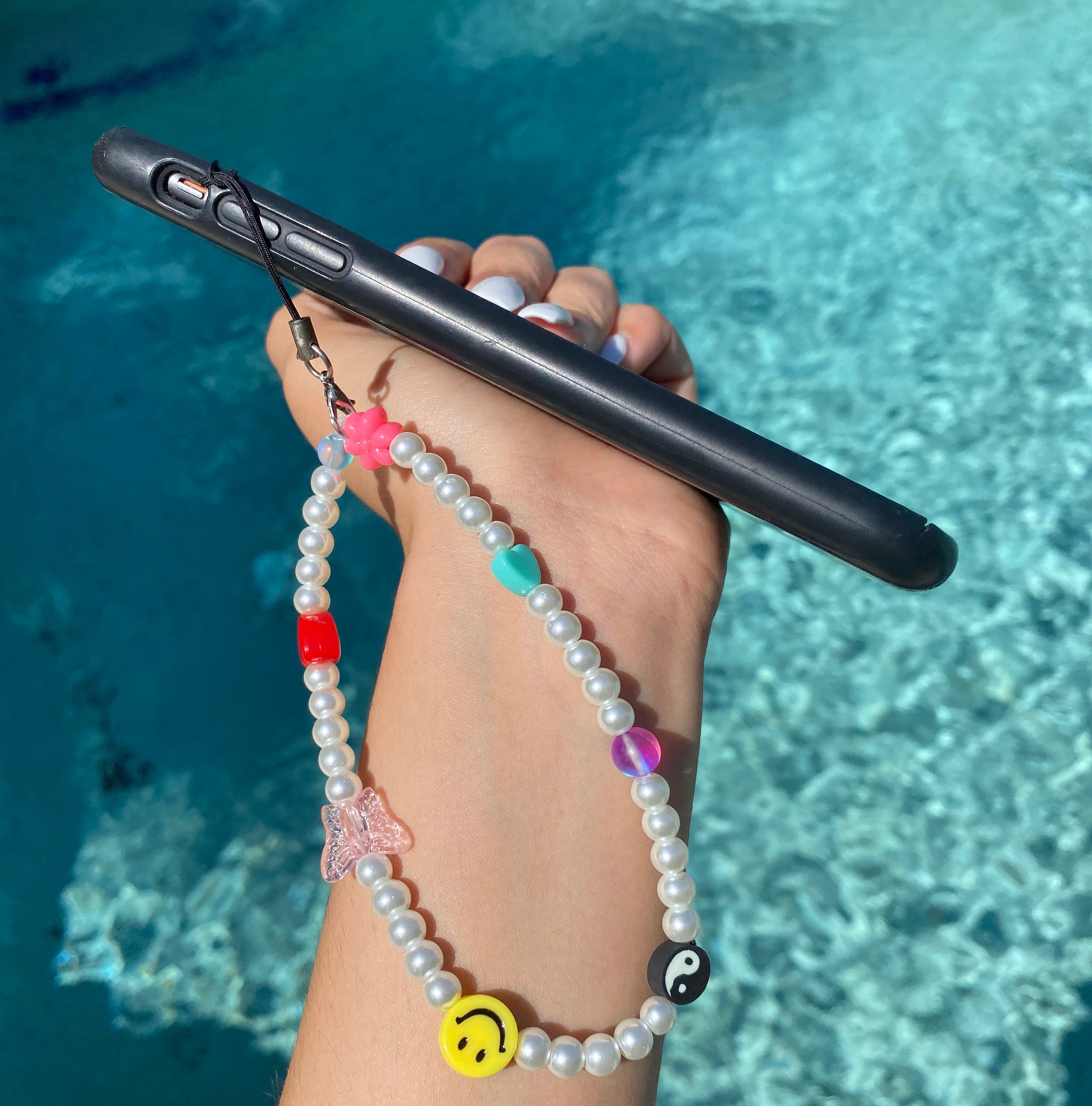 Handmade pearl beaded phone strap charm Etsy