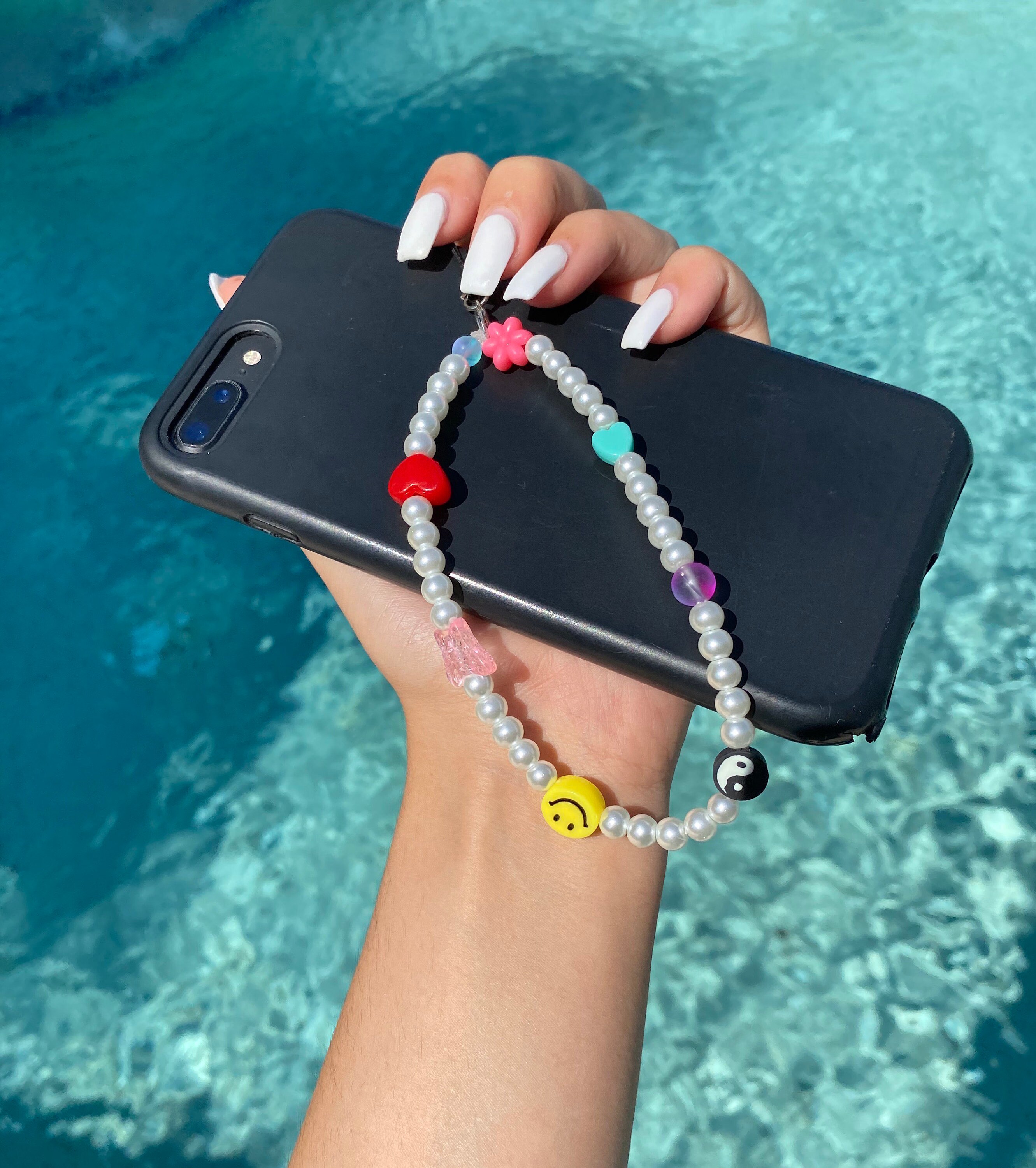 Handmade pearl beaded phone strap charm Etsy