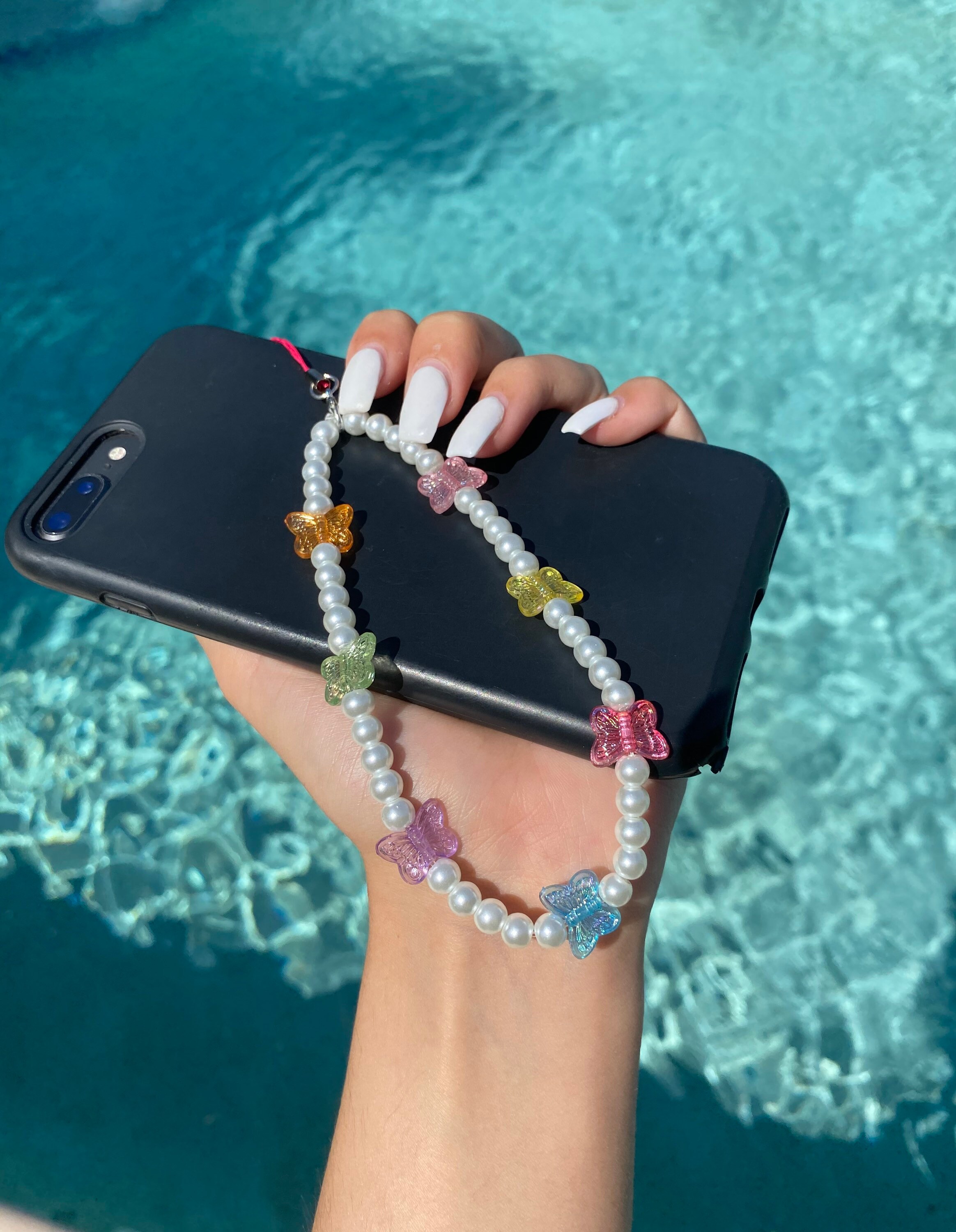 Handmade pearl beaded phone strap charm Etsy