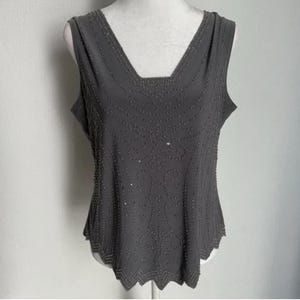 vintage gray beaded top