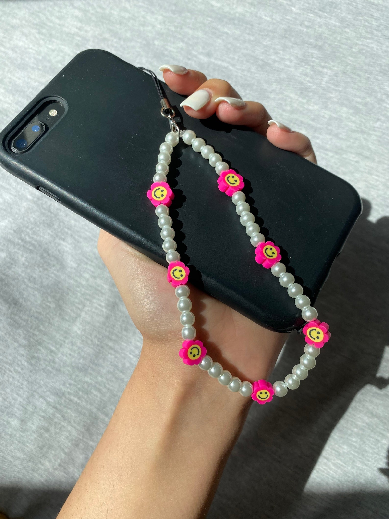 Handmade Pearl Beaded Phone Strap Charm Etsy