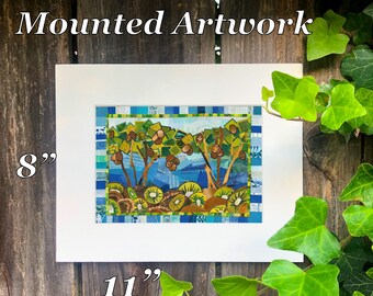 Kiwi Tree Mounted Print Wall Art Home Decor Original Artwork Colorful Sustainable Interior Design 8x11 Fruit Tree Sweet Nature Green