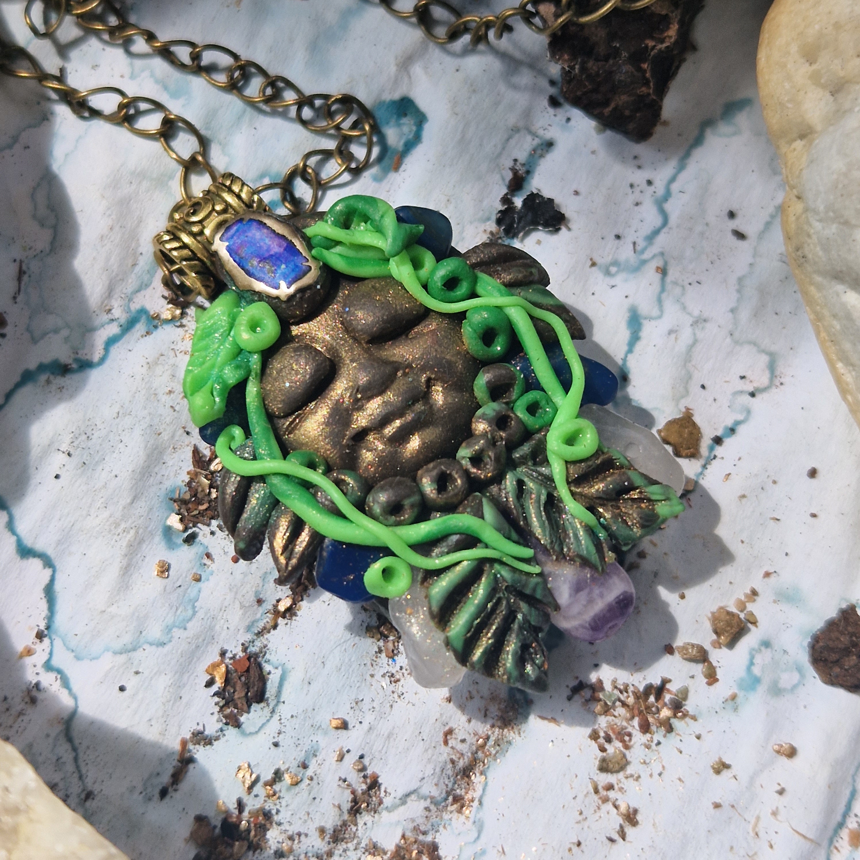 Ajá Forest Goddess Necklace Hand-sculpted Polymer Clay - Etsy