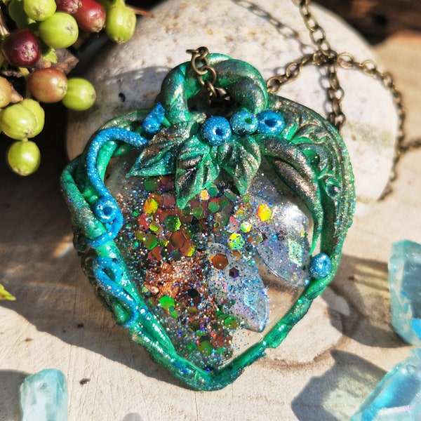 Collier Fairy Heart, argile polymère et résine époxy Bijoux fantaisie, Cadeau pour elle