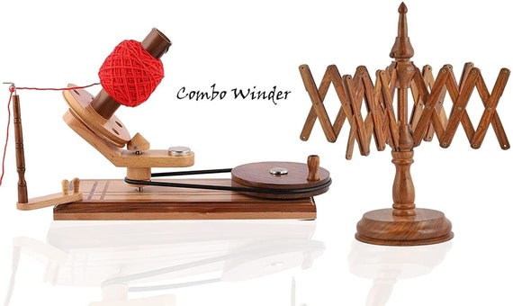  Hand Operated Yarn Ball Winder, Table Top Yarn Swift - Wooden  Yarn Winder for Crocheting, Yarn Winder for Knitting Combo