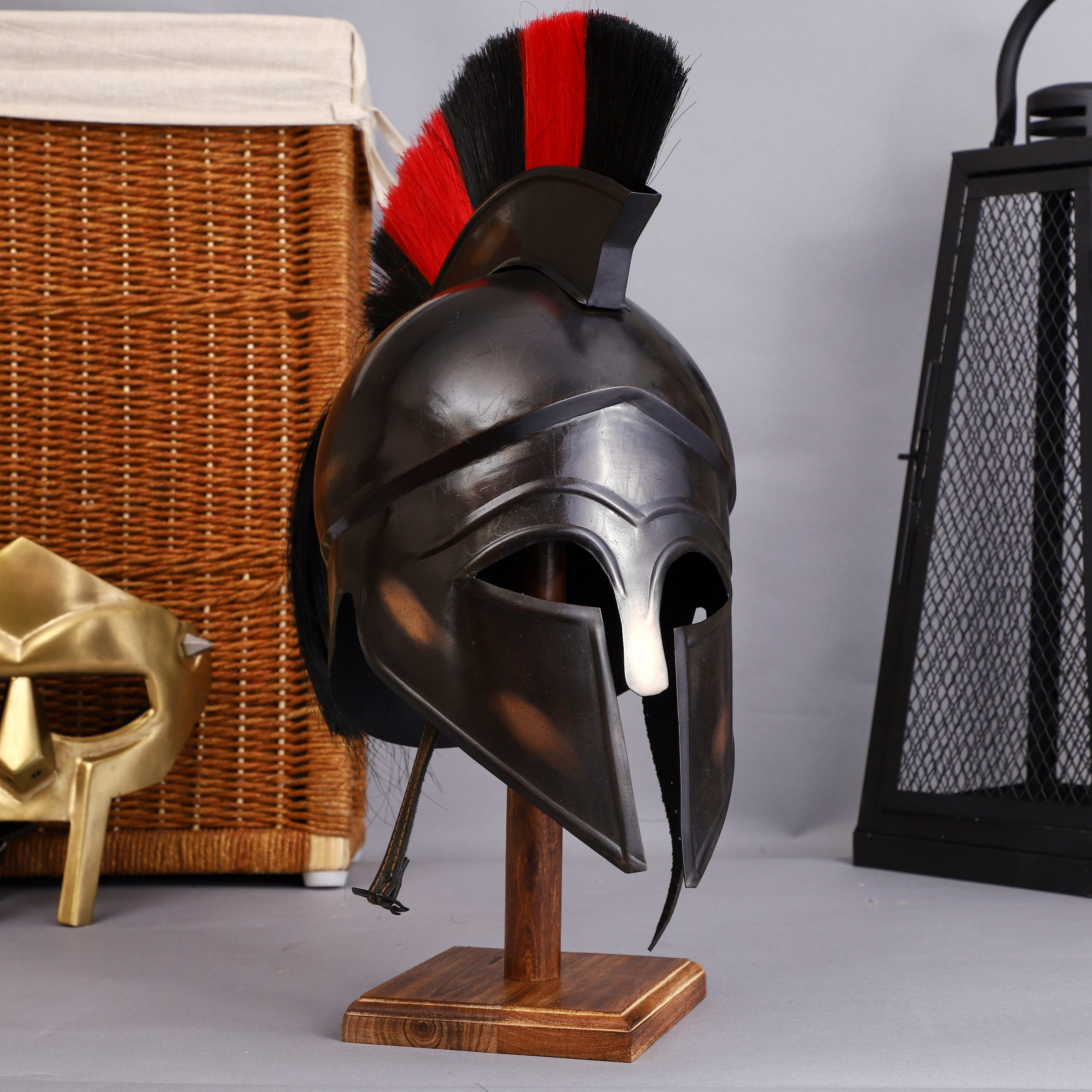 Roman Centurion Helmet With Red Plume Medieval Knight Crusader Armor