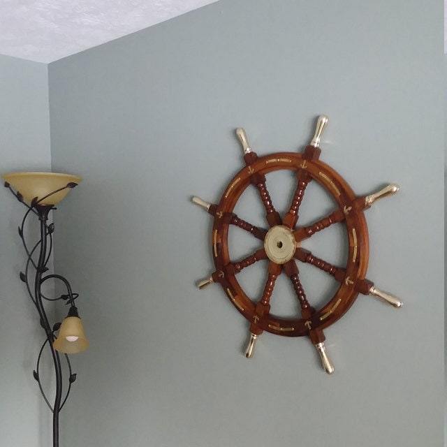 12Nautical wooden brass ship wheel pirate wall decor Marine boat steering  wheel
