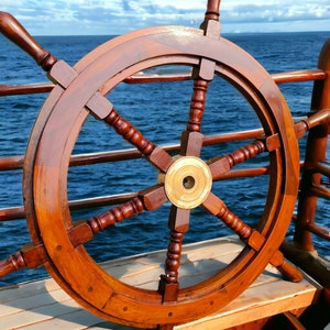 Vintage Ingraham & Telechron Brass Nautical Maritime Ship Wheel Clocks