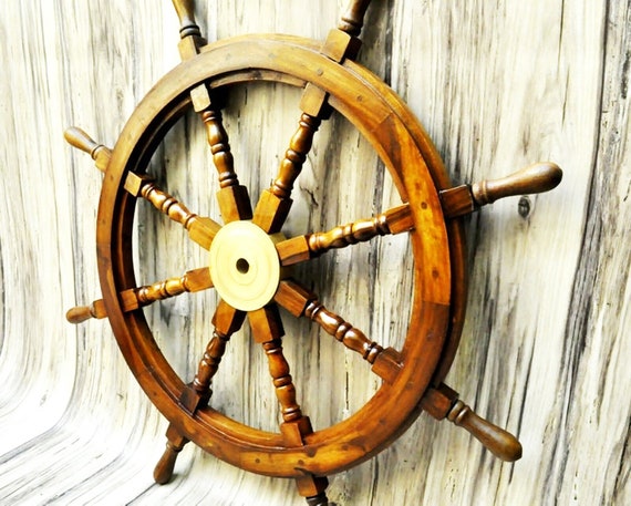 12" wooden ship wheel pirate nautical boat 12" wooden ship wheel pirate nautical boat
