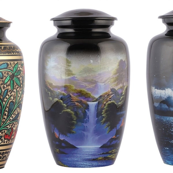 Urns for Human Ashes, Cremation Urns Pot, Cremate Urn for Adult, Cremate Urn, Waterfall Urn for Ashes, Adult Urn for Human Ashes 200 Cu/In