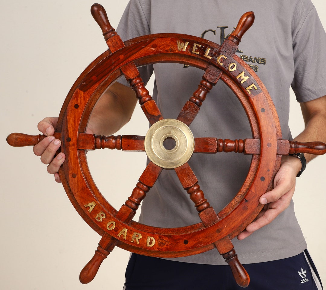 Ship Wheel, Aboard Ship Wheel, Wooden Steering Wheel, Wall