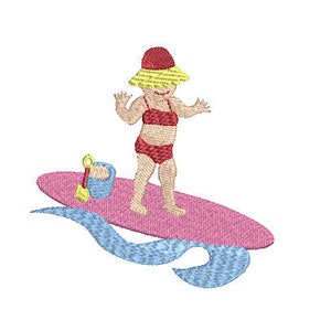 Surfer Girl - De pie con cubo y pala - diseño de bordado