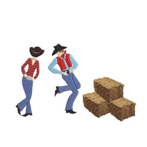 Line Dancing Couple Embroidery Design