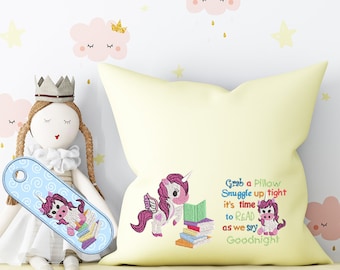Child’s Reading Pillow Designs Unicorn- with free ITH Bookmark